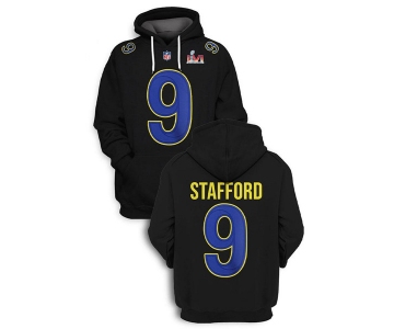Men's Los Angeles Rams #9 Matthew Stafford 2022 Black Super Bowl LVI Pullover Hoodie