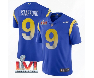 Men's Los Angeles Rams #9 Matthew Stafford 2022 Royal Super Bowl LVI Vapor Limited Stitched Jersey