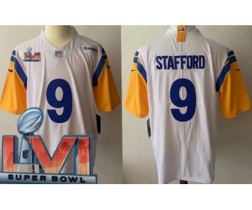 Men's Los Angeles Rams #9 Matthew Stafford Limited White Alternate 2022 Super Bowl LVI Bound Vapor Jersey