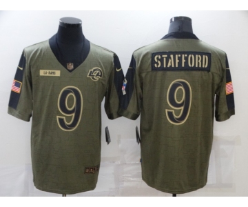 Men's Los Angeles Rams #9 Matthew Stafford Nike Olive 2021 Salute To Service Limited Player Jersey