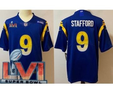 Youth Los Angeles Rams #9 Matthew Stafford Limited Royal 2022 Super Bowl LVI Bound Vapor Jersey