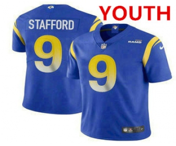 Youth Los Angeles Rams #9 Matthew Stafford Royal Blue 2021 NEW Vapor Untouchable Stitched NFL Nike Limited Jersey