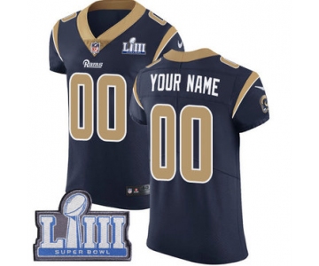 Men's Customized Los Angeles Rams Vapor Untouchable Super Bowl LIII Bound Elite Navy Blue Nike NFL Home Jersey