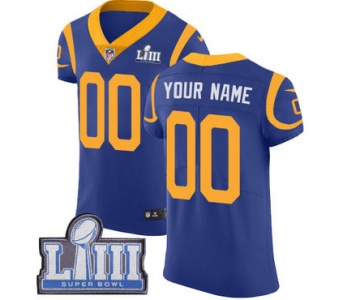 Men's Customized Los Angeles Rams Vapor Untouchable Super Bowl LIII Bound Elite Royal Blue Nike NFL Alternate Jersey