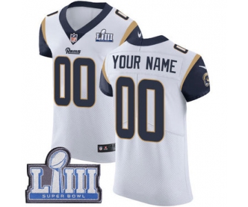 Men's Customized Los Angeles Rams Vapor Untouchable Super Bowl LIII Bound Elite White Nike NFL Road Jersey