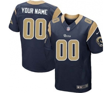 Men's Nike St. Louis Rams Customized Navy Blue Elite Jersey
