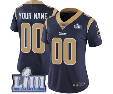 Women's Customized Los Angeles Rams Vapor Untouchable Super Bowl LIII Bound Limited Navy Blue Nike NFL Home Jersey