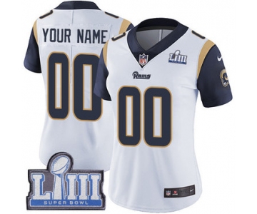 Women's Customized Los Angeles Rams Vapor Untouchable Super Bowl LIII Bound Limited White Nike NFL Road Jersey