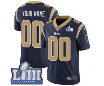 Youth Customized Los Angeles Rams Vapor Untouchable Super Bowl LIII Bound Limited Navy Blue Nike NFL Home ersey