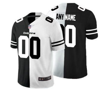 Nike Miami Dolphins Customized Black And White Split Vapor Untouchable Limited Jersey