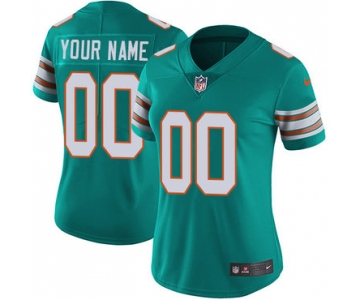 Women's Nike Miami Dolphins Alternate Aqua Green Stitched Customized Vapor Untouchable Limited NFL Jersey