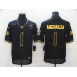 Men's Miami Dolphins #1 Tua Tagovailoa Black Gold 2020 Salute To Service Stitched NFL Nike Limited Jersey