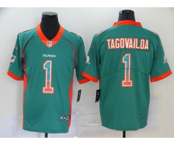 Men's Miami Dolphins #1 Tua Tagovailoa Green 2020 Fashion Drift Color Rush Stitched NFL Nike Limited Jersey
