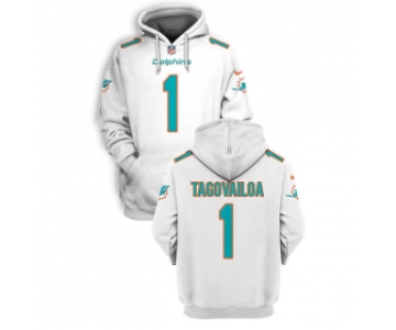 Men's Miami Dolphins #1 Tua Tagovailoa White 2021 Pullover Hoodie