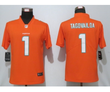 Women's Miami Dolphins #1 Tua Tagovailoa Orange 2020 Vapor Untouchable Stitched NFL Nike Limited Jersey