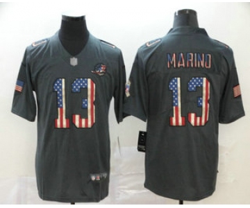 Men's Miami Dolphins #13 Dan Marino 2019 Black Salute To Service USA Flag Fashion Limited Jersey