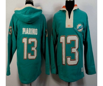 Men's Miami Dolphins #13 Dan Marino Aqua Green Team Color 2015 NFL Hoody