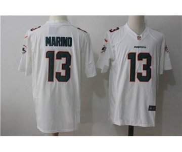 Men's Miami Dolphins #13 Dan Marino Retired White Road Stitched NFL Nike Game Jersey