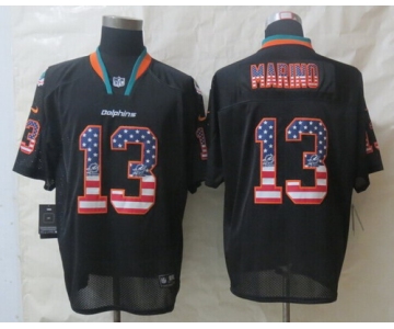 Nike Miami Dolphins #13 Dan Marino 2014 USA Flag Fashion Black Elite Jersey