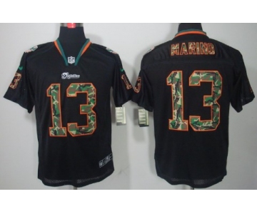 Nike Miami Dolphins #13 Dan Marino Black With Camo Elite Jersey