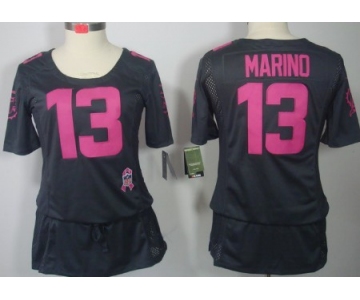Nike Miami Dolphins #13 Dan Marino Breast Cancer Awareness Gray Womens Jersey