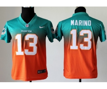 Nike Miami Dolphins #13 Dan Marino Green/Orange Fadeaway Kids Jersey