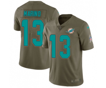 Nike Miami Dolphins #13 Dan Marino Olive Men's Stitched NFL Limited 2017 Salute to Service Jersey