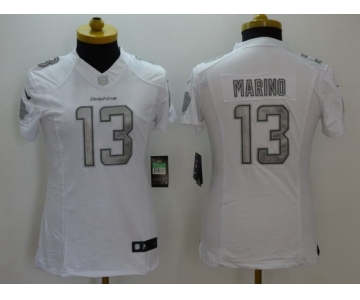 Women's Miami Dolphins #13 Dan Marino White Platinum Retired Player NFL Nike Limited Jersey
