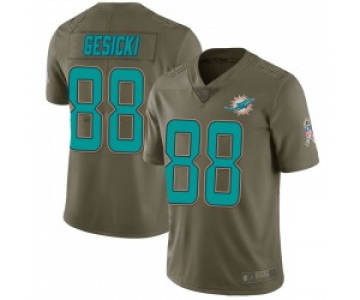 Men's Miami Dolphins #88 Mike Gesicki Limited Green 2017 Salute to Service Jersey