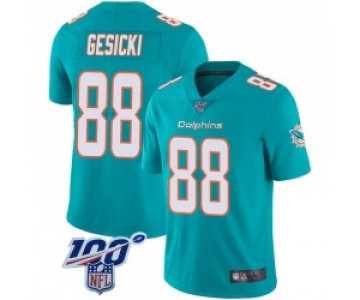 Men's Miami Dolphins #88 Mike Mike Gesicki Limited Aqua Team Color 100th Vapor Untouchable Jersey