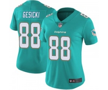 Women's Miami Dolphins #88 Mike Gesicki Limited Aqua Team Color Vapor Untouchable Jersey