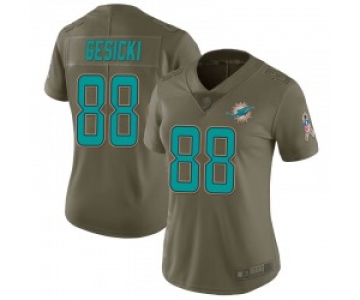 Women's Miami Dolphins #88 Mike Gesicki Limited Green 2017 Salute to Service Jersey