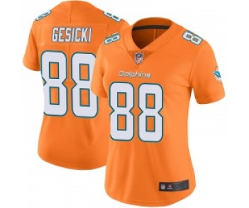 Women's Miami Dolphins #88 Mike Gesicki Limited Orange Color Rush Jersey
