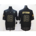 Men's Minnesota Vikings #18 Justin Jefferson Black 2020 Salute To Service Stitched NFL Nike Limited Jersey