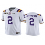Youth LSU Tigers #2 Justin Jefferson White 2020 National Championship Game Jersey