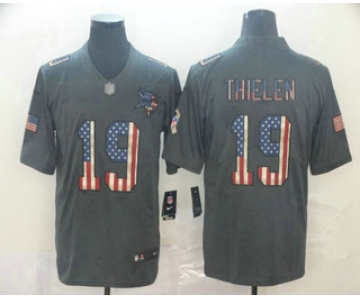 Men's Minnesota Vikings #19 Adam Thielen 2019 Black Salute To Service USA Flag Fashion Limited Jersey