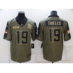 Men's Minnesota Vikings #19 Adam Thielen 2021 Olive Salute To Service Limited Stitched Jersey