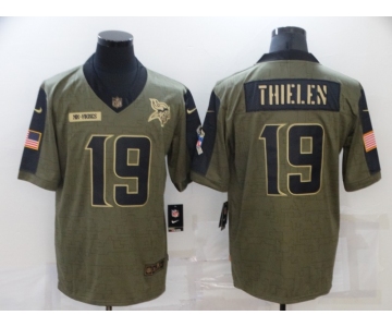 Men's Minnesota Vikings #19 Adam Thielen 2021 Olive Salute To Service Limited Stitched Jersey