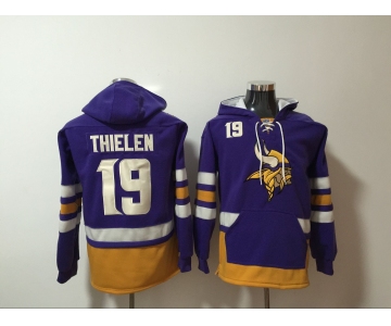 Men's Minnesota Vikings #19 Adam Thielen NEW Purple Pocket Stitched NFL Pullover Hoodie