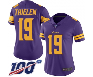 Nike Vikings #19 Adam Thielen Purple Women's Stitched NFL Limited Rush 100th Season Jersey