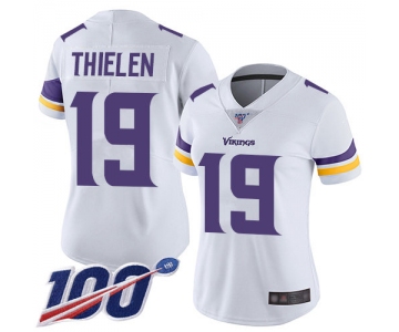 Nike Vikings #19 Adam Thielen White Women's Stitched NFL 100th Season Vapor Limited Jersey