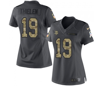 Women's Minnesota Vikings #19 Adam Thielen Black Anthracite 2016 Salute To Service Stitched NFL Nike Limited Jersey