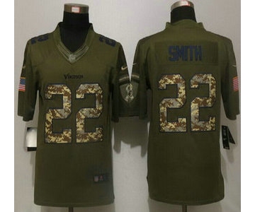 Men's Minnesota Vikings #22 Harrison Smith Green Salute to Service 2015 NFL Nike Limited Jersey