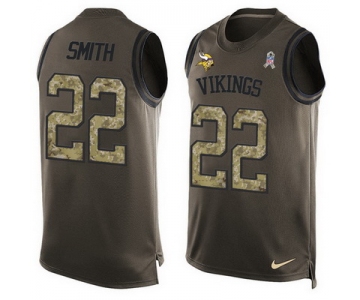 Men's Minnesota Vikings #22 Harrison Smith Green Salute to Service Hot Pressing Player Name & Number Nike NFL Tank Top Jersey