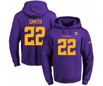 Nike Vikings #22 Harrison Smith Purple(Gold No.) Name & Number Pullover NFL Hoodie