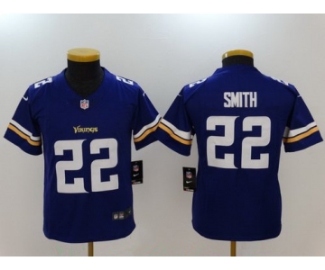 Youth Minnesota Vikings #22 Harrison Smith Purple 2017 Vapor Untouchable Stitched NFL Nike Limited Jersey