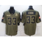 Men's Minnesota Vikings #33 Dalvin Cook Nike Olive 2021 Salute To Service Limited Player Jersey