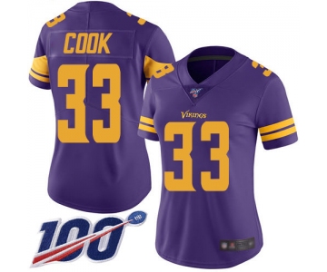 Nike Vikings #33 Dalvin Cook Purple Women's Stitched NFL Limited Rush 100th Season Jersey