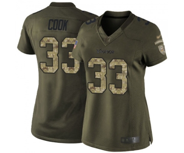 Vikings #33 Dalvin Cook Green Women's Stitched Football Limited 2015 Salute to Service Jersey