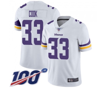Vikings #33 Dalvin Cook White Men's Stitched Football 100th Season Vapor Limited Jersey